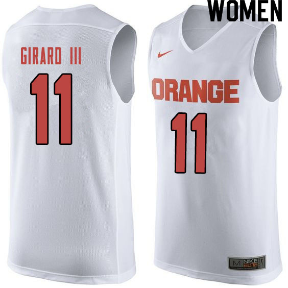 Women #11 Joseph Girard III Syracuse White College Basketball Jerseys Sale-Orange